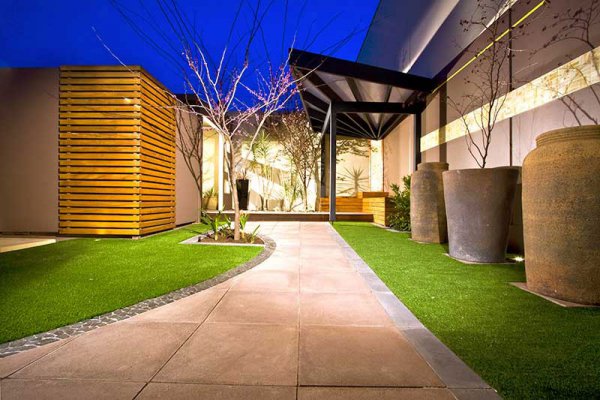 Courtyard with artificial grass