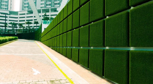 synthetic turf panels for a green wall