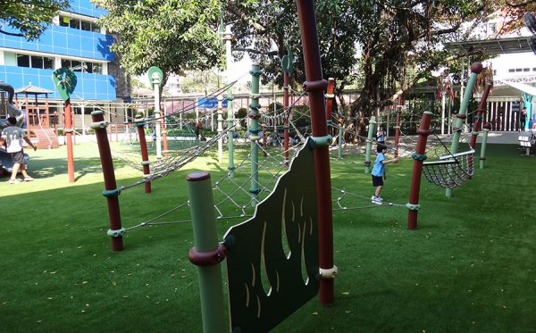 playground with soft fake grass